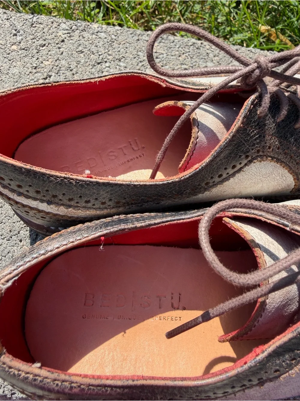 Bed Stu Lita Oxford Wingtips Distressed black Vintage Leather Sz 11